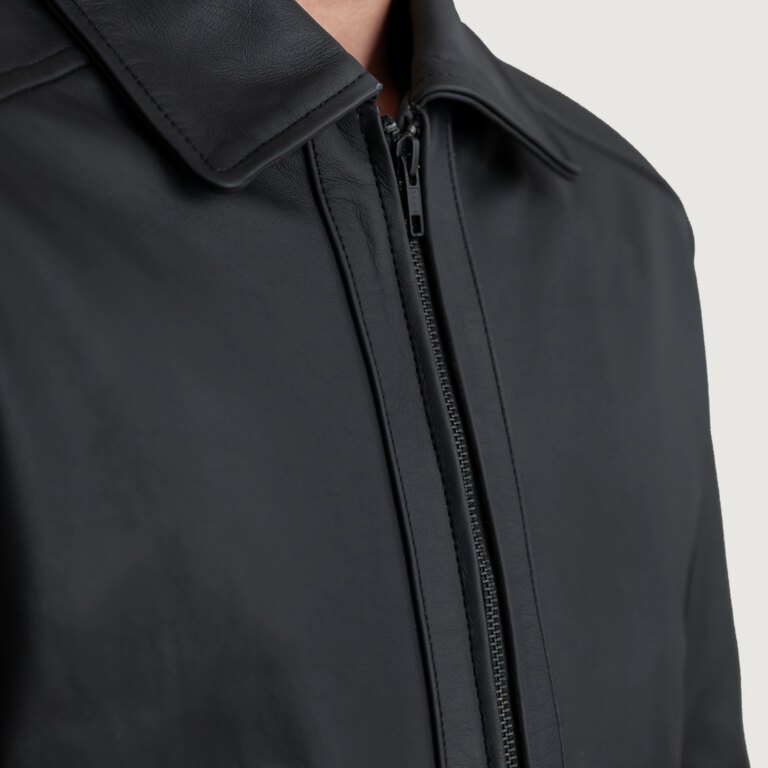 Mens Inferno Matte Black Leather Jacket Close-Up-9-1724077993341